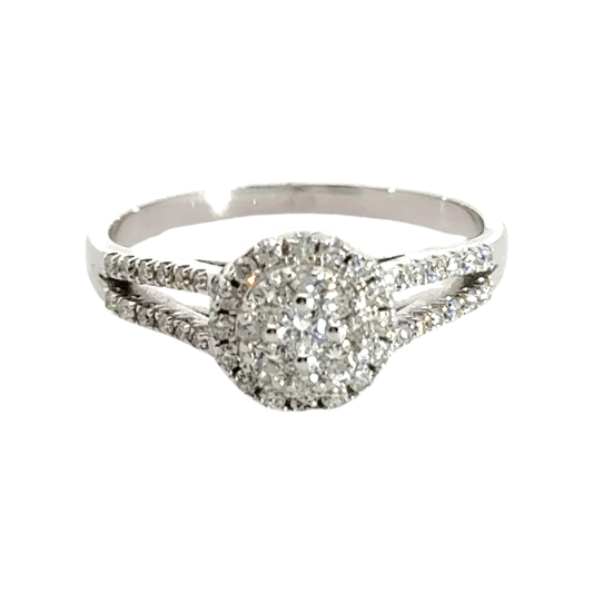 18CT White Gold Halo Diamond Ring Aces Jewellers 