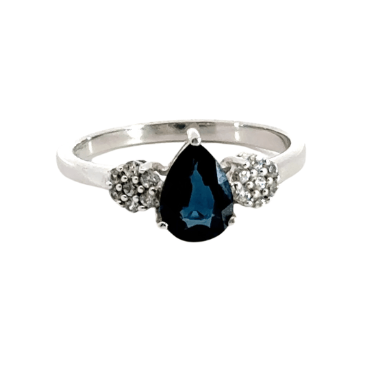 9CT White Gold Diamond Sapphire Ring Aces Jewellers 