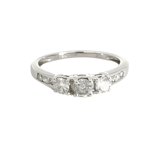 18CT White Gold Diamond Trilogy Ring Aces Jewellers 