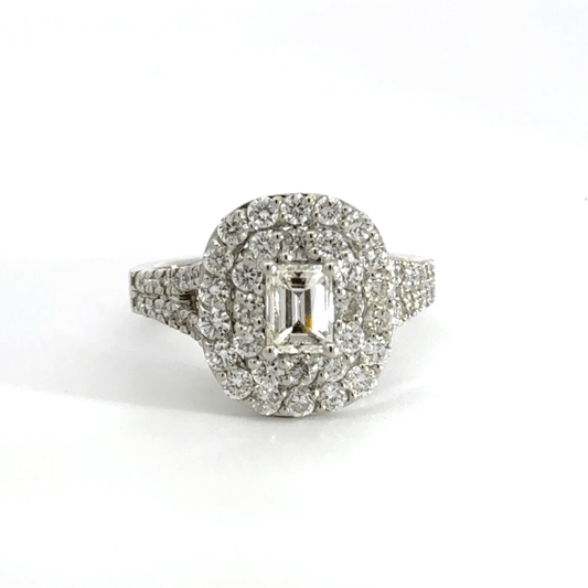 18CT White Gold Diamond Halo Ring Aces Jewellers 
