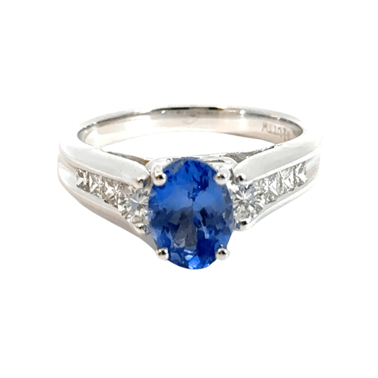 18CT White Gold Diamond & Tanzanite Ring Aces Jewellers 