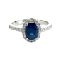 18CT White Gold Halo Sapphire Diamond Ring Aces Jewellers 