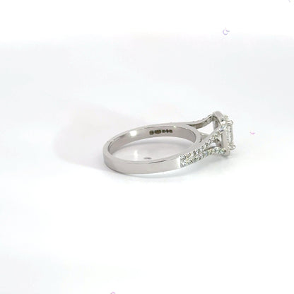 Platinum Halo Emerald Cut Diamond Ring Aces Jewellers 