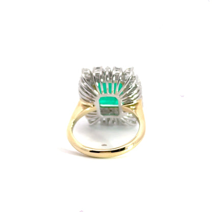 18CT Yellow Gold 5.86CT Emerald 4.25CT Diamond Cluster Ring Aces Jewellers 