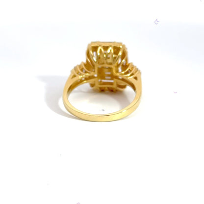 18CT Yellow Gold Cluster Ring Baguette & Round Cut Diamonds Aces Jewellers 