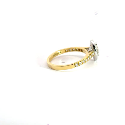 18CT Yellow Gold Marquise Diamond Halo Ring Aces Jewellers 