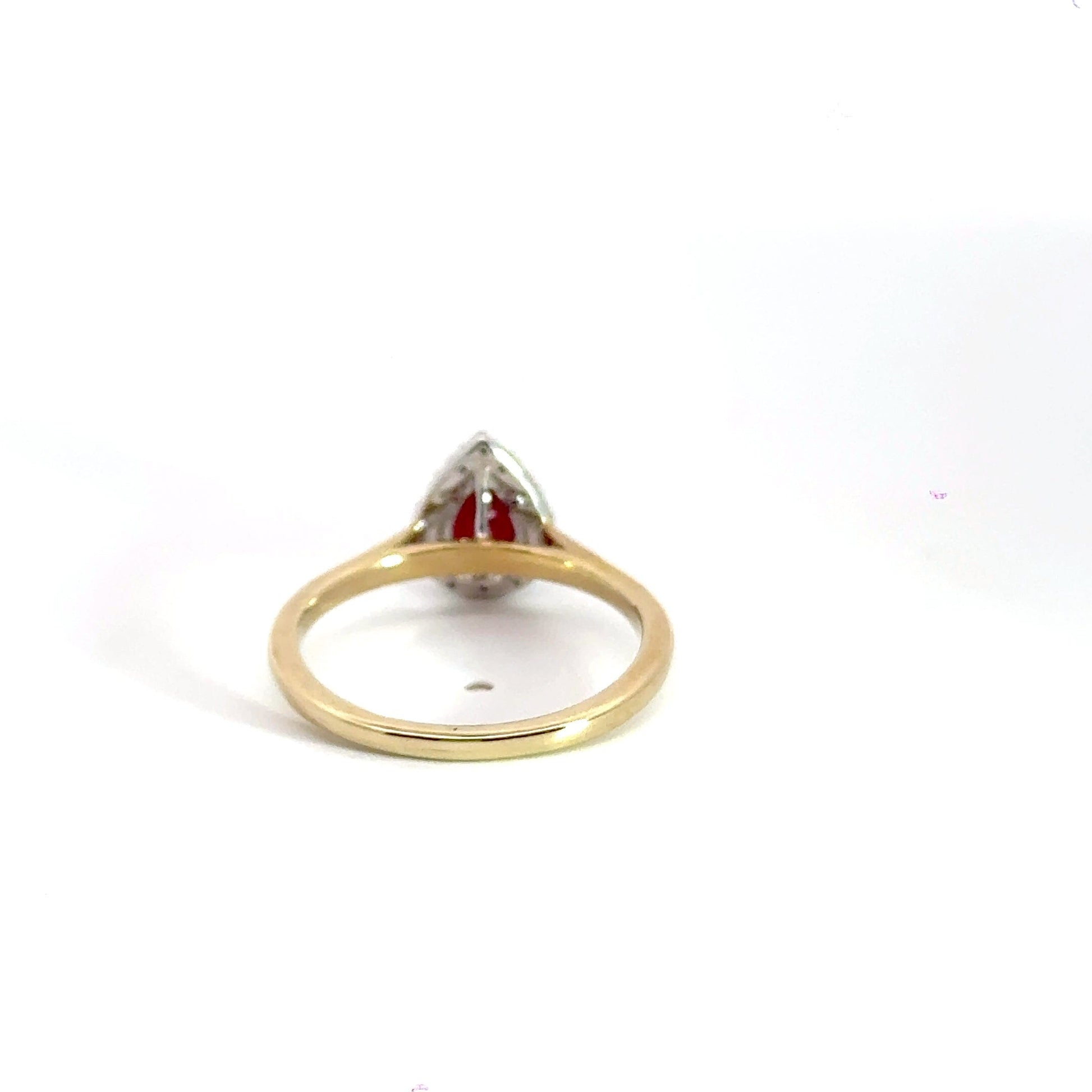 9CT Yellow Gold Ruby & Diamonds Teardrop Ring Aces Jewellers 