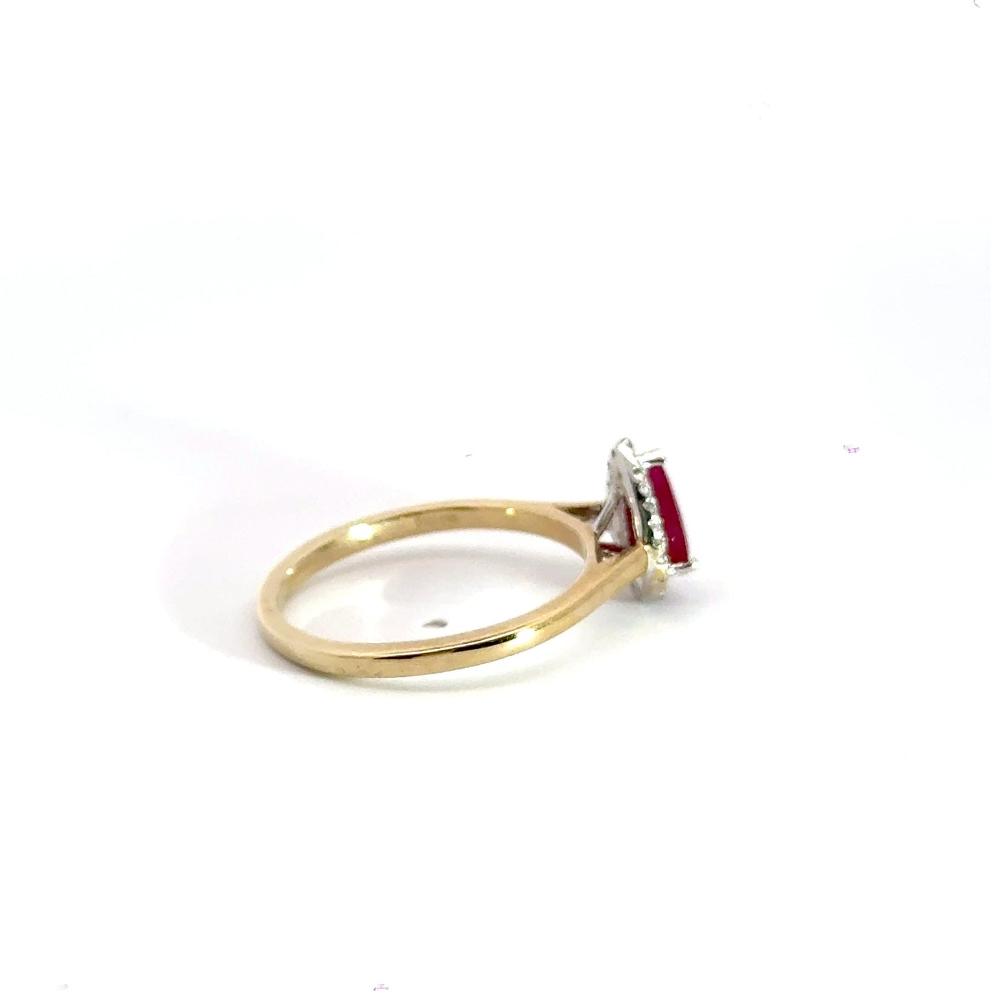 9CT Yellow Gold Ruby & Diamonds Teardrop Ring Aces Jewellers 