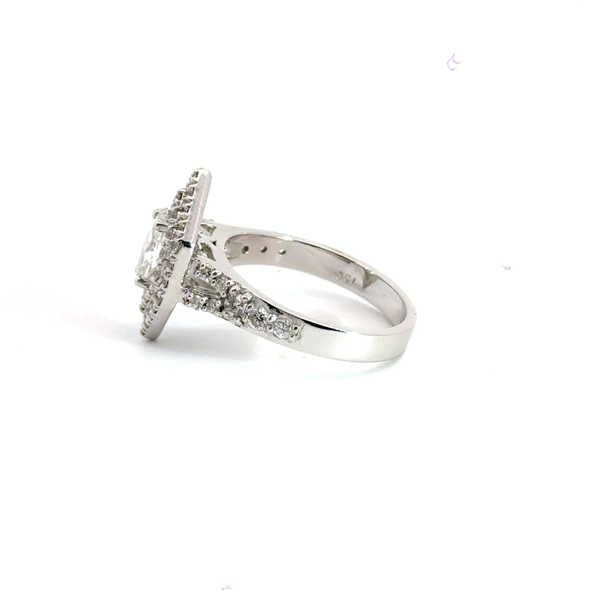 18CT White Gold Diamond Marquise Double Halo Ring Aces Jewellers 