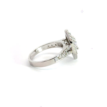 18CT White Gold Diamond Marquise Double Halo Ring Aces Jewellers 