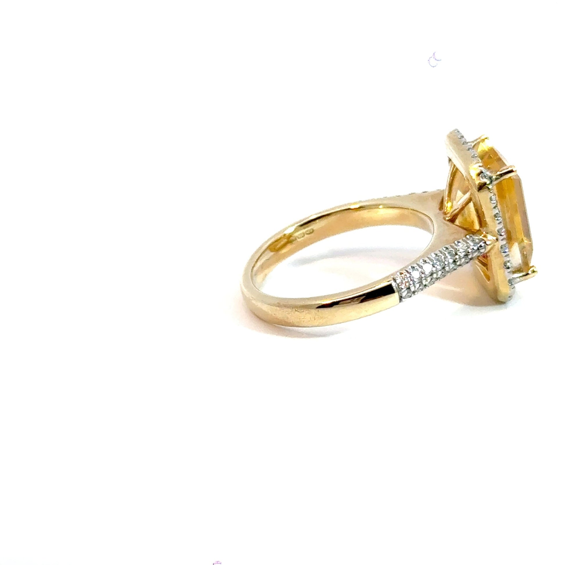 9CT Yellow Gold Diamond & Citrine Ring Aces Jewellers 