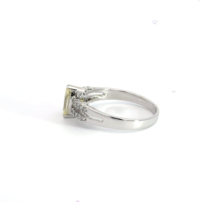 18CT White Gold Ring Yellow Diamond Aces Jewellers 