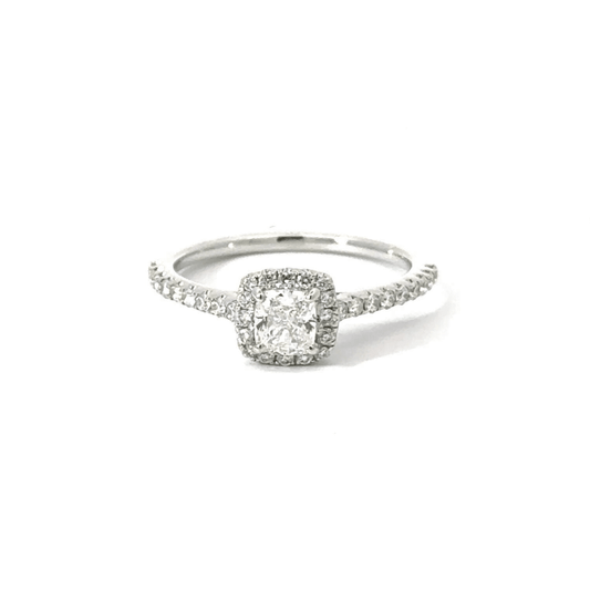 18CT White Gold Cushion Cut Diamond Ring Aces Jewellers 