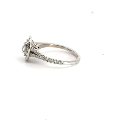 14CT White Gold Oval Halo Diamond Ring Aces Jewellers 