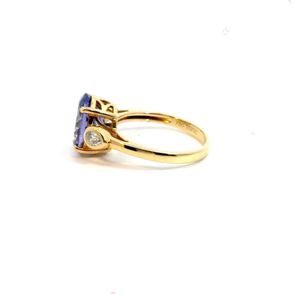 18CT Yellow Gold Diamond & Tanzanite Ring Trilogy Aces Jewellers 