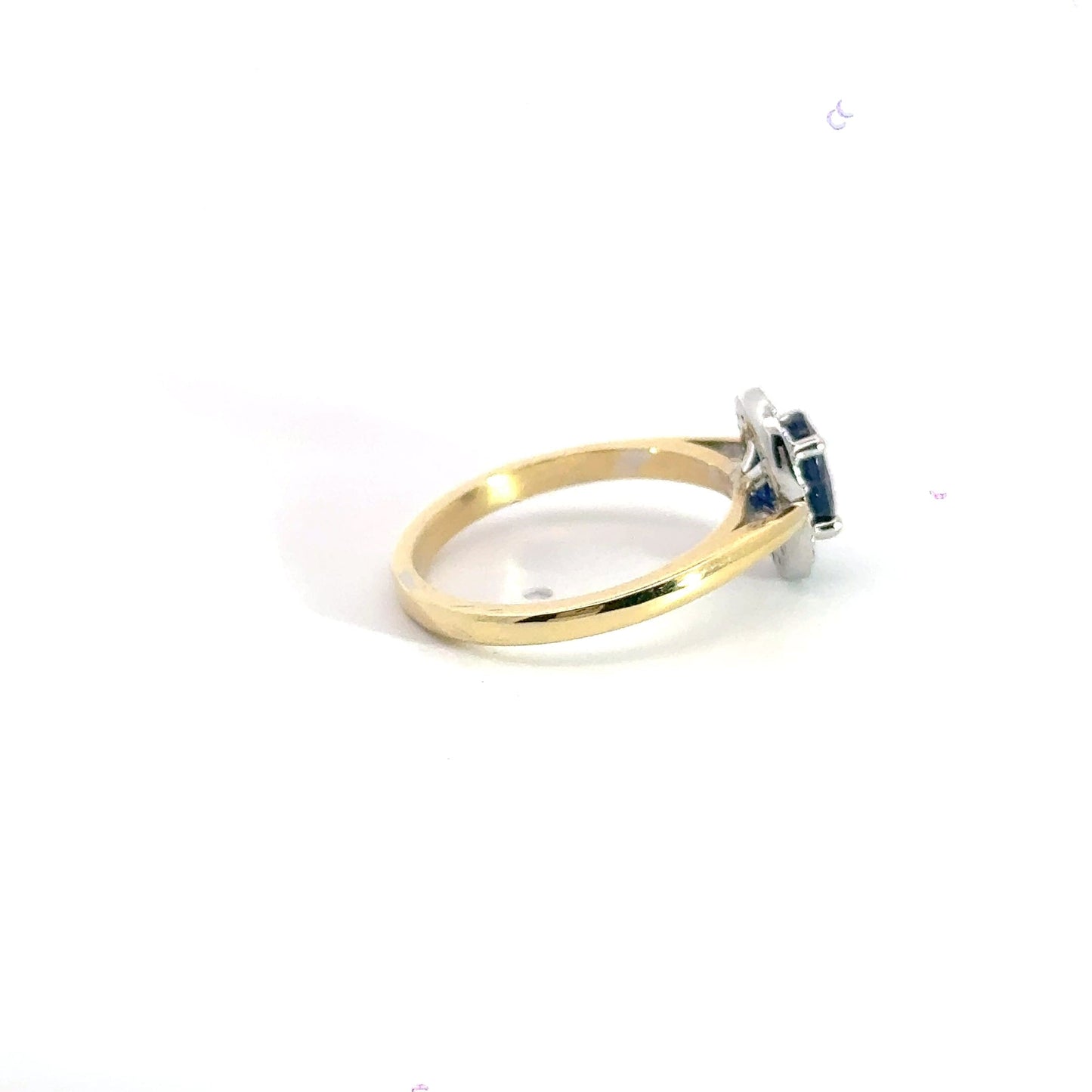 18CT Yellow Gold Sapphire and Diamond Halo Ring Aces Jewellers 