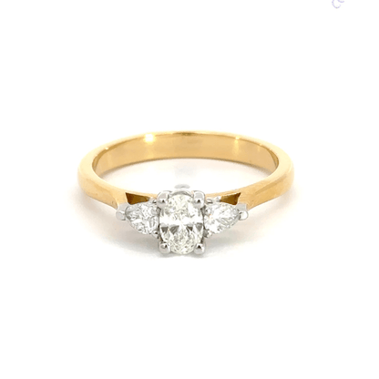 18CT Oval Trilogy Diamond Ring Aces Jewellers 