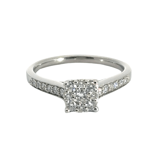 Platinum Square Cluster Diamond Ring Aces Jewellers 