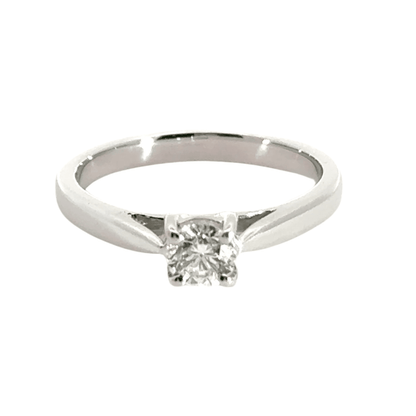 18CT White Gold Solitaire Diamond Ring 0.50CT Aces Jewellers 