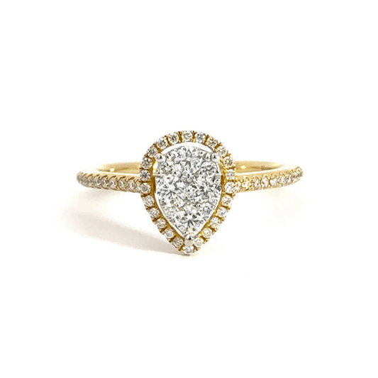 18CT Yellow Gold Teardrop Diamond Ring Aces Jewellers 