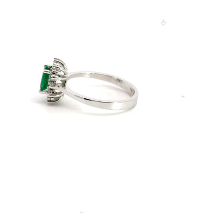 18CT White Gołd 1.00CT Emerald Diamond Aces Jewellers 