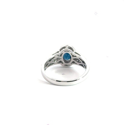 18CT White Gold Sapphire Diamond Ring Aces Jewellers 