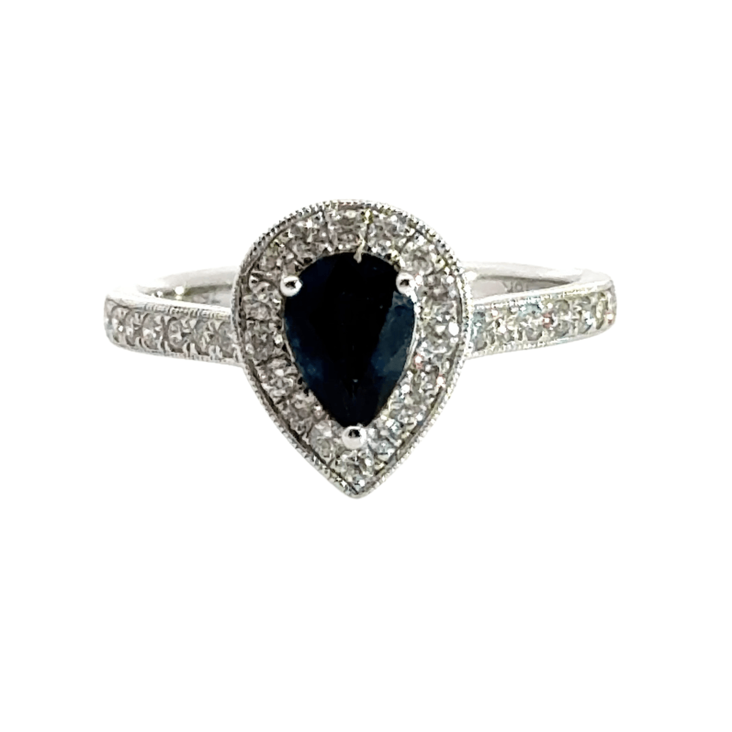 18CT Sapphire and Diamonds Teardrop Ring Aces Jewellers