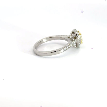 Platinum Yellow Diamond Teardrop Halo Ring Aces Jewellers 