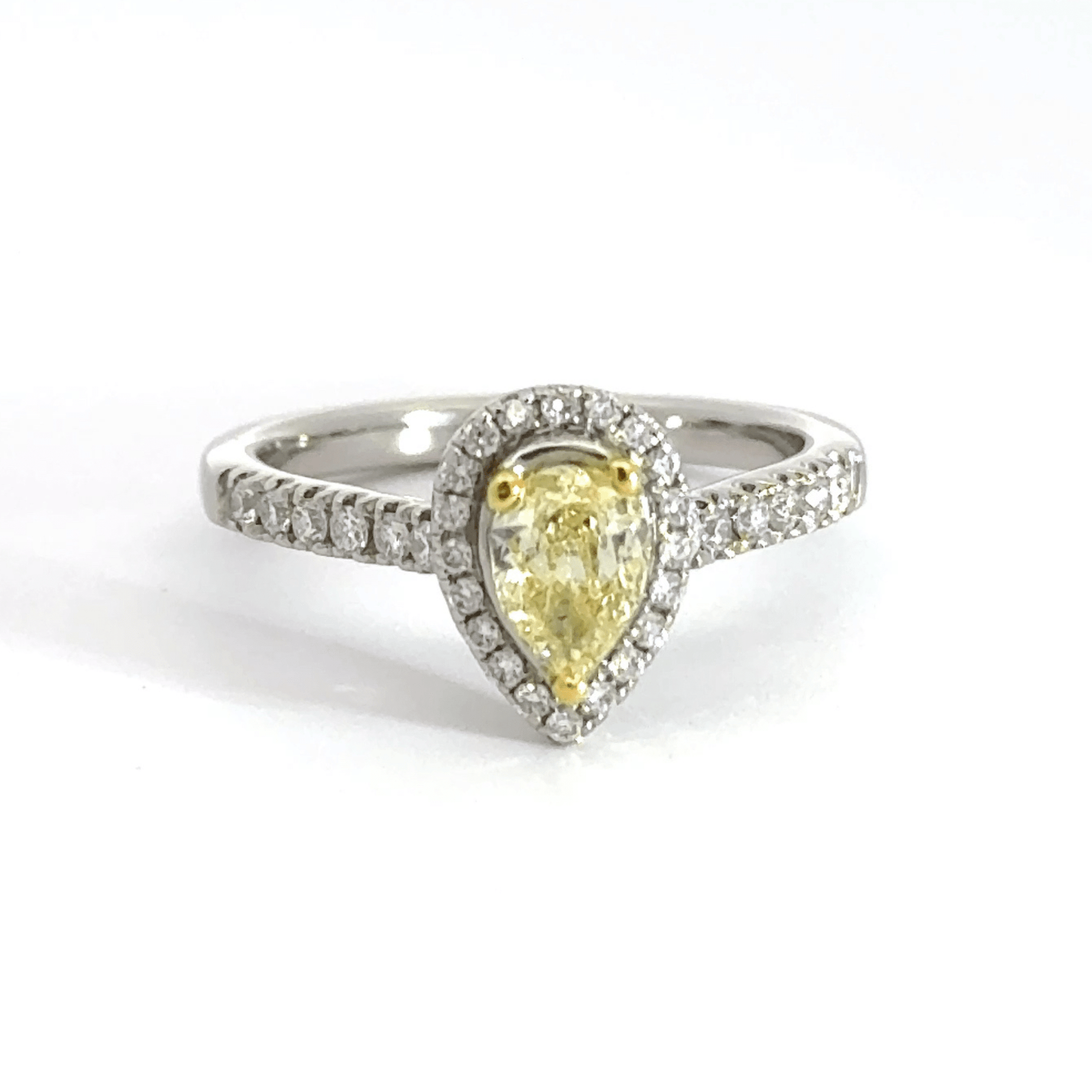 Platinum Yellow Diamond Teardrop Halo Ring Aces Jewellers 