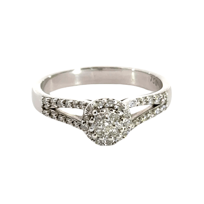 18CT White Gold Halo Diamond Ring Aces Jewellers 