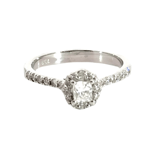 18CT White Gold Halo Diamond Ring Aces Jewellers 