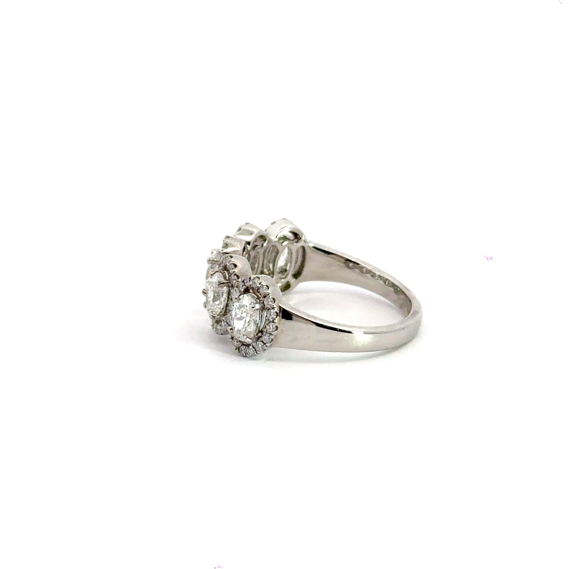 18CT White Gold 5 Stone Oval Halo Diamond Ring Aces Jewellers 