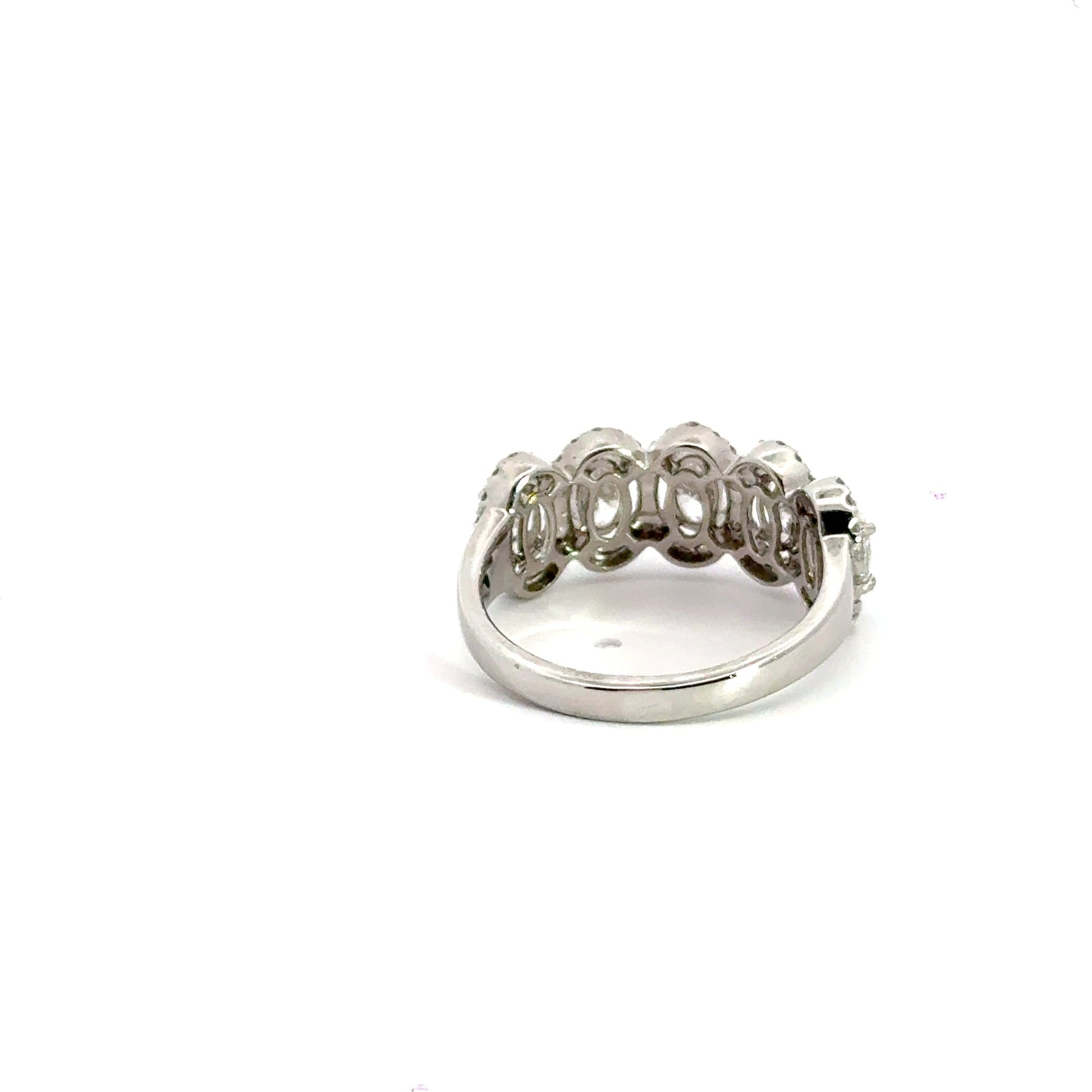 18CT White Gold 5 Stone Oval Halo Diamond Ring Aces Jewellers 