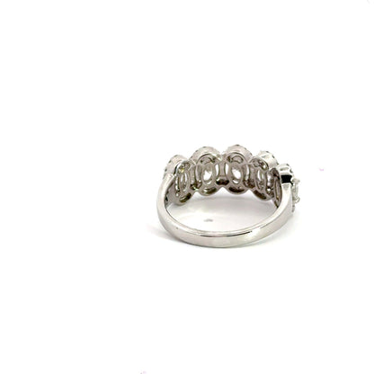 18CT White Gold 5 Stone Oval Halo Diamond Ring Aces Jewellers 