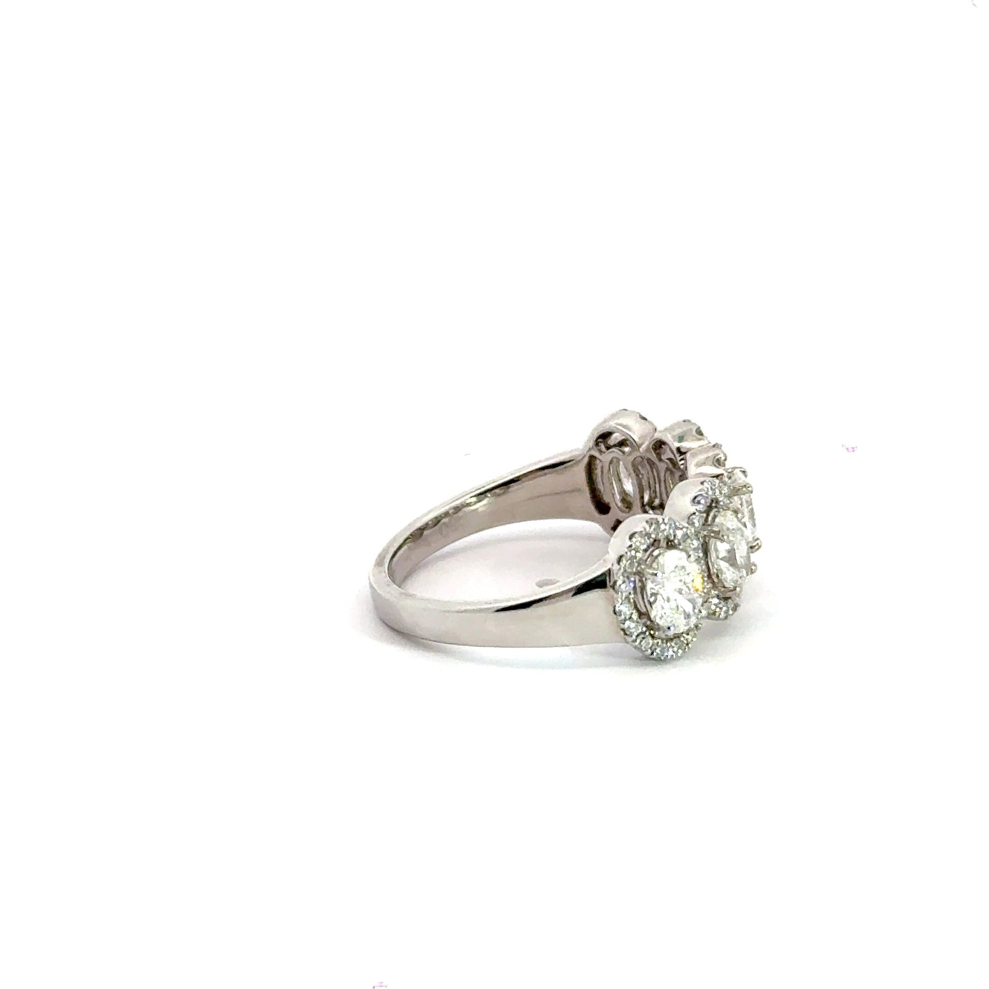 18CT White Gold 5 Stone Oval Halo Diamond Ring Aces Jewellers 