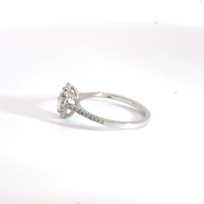 18CT White Gold Heart Diamond Halo Ring Aces Jewellers 