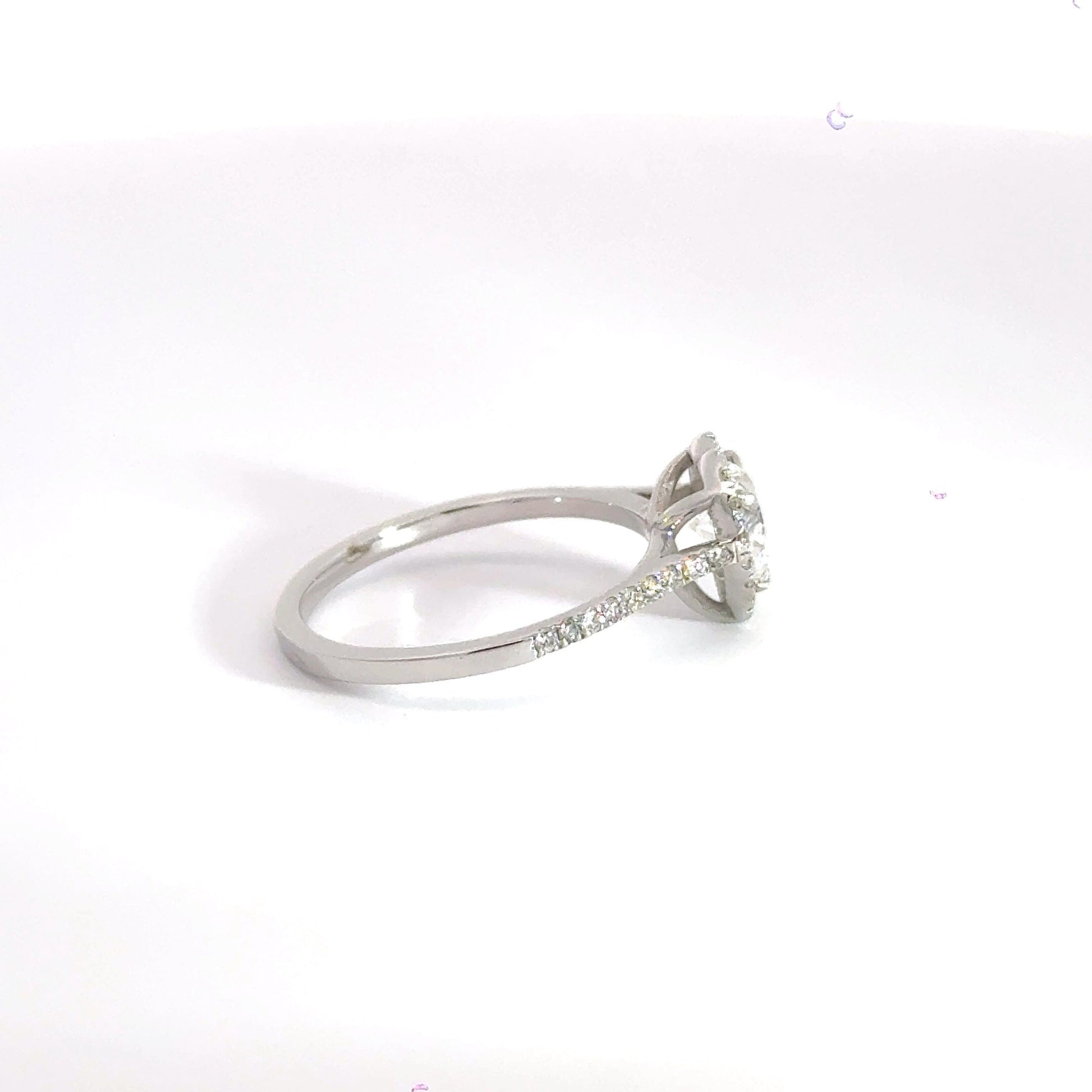 18CT White Gold Heart Diamond Halo Ring Aces Jewellers 