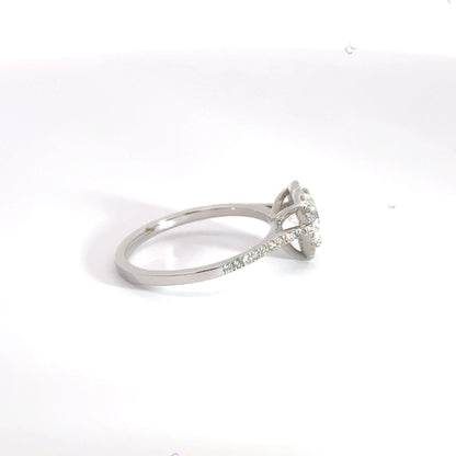 18CT White Gold Heart Diamond Halo Ring Aces Jewellers 