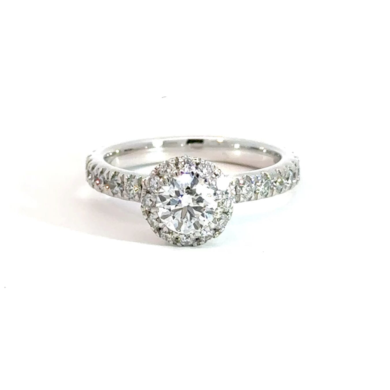 18CT White Gold Halo 1.00CT Lab Diamond Ring Aces Jewellers 