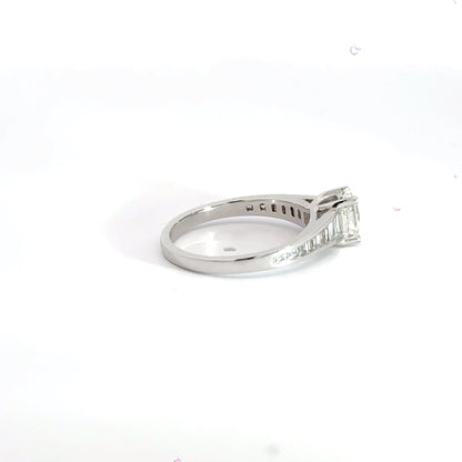 Platinum Solitaire Oval Centre Baguette Shoulder Diamond Ring Aces Jewellers 