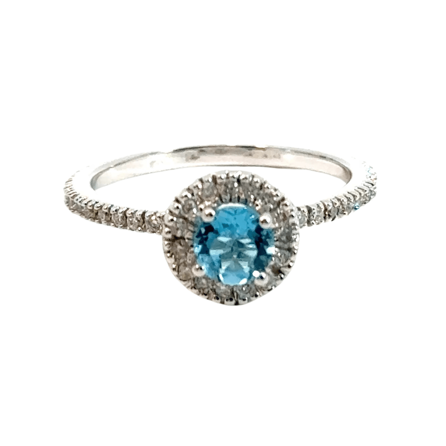 9CT White Gold Blue Topaz & Diamond Ring Aces Jewellers