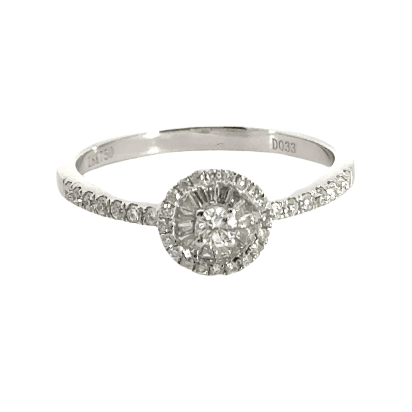 18CT White Gold Diamond Ring Halo Aces Jewellers 