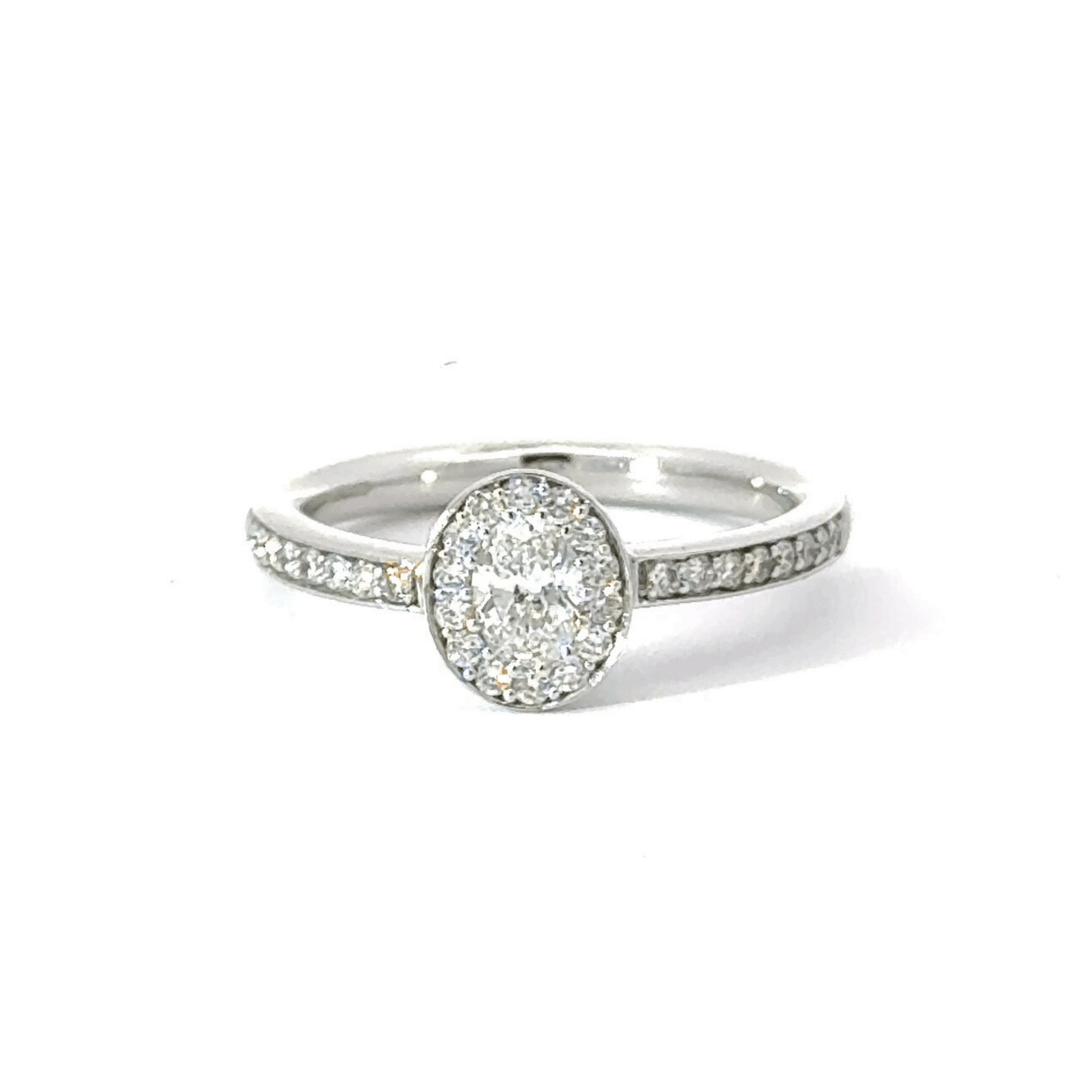 18CT White Gold Oval Diamond Ring Aces Jewellers 