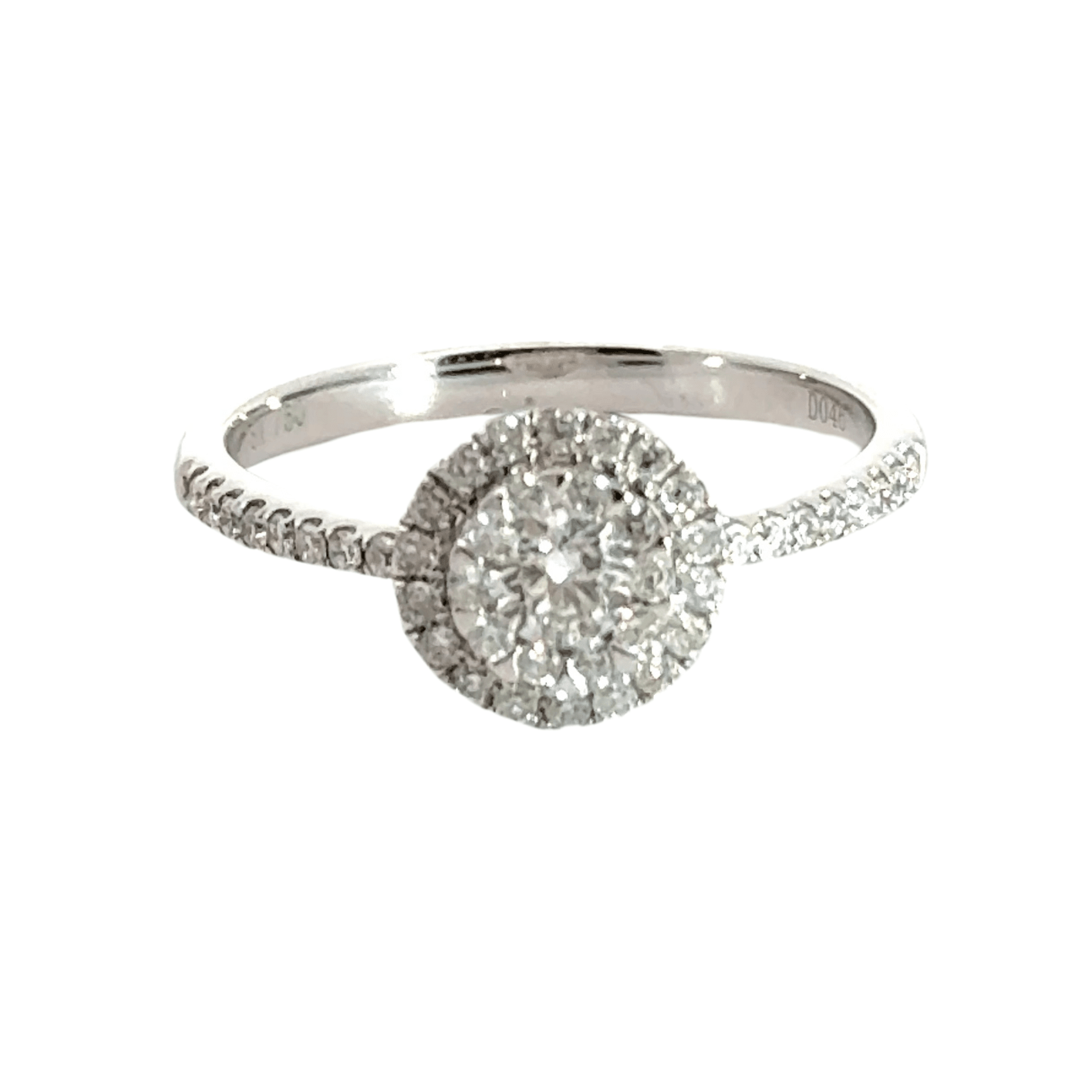 18CT White Gold Halo Cluster Diamond Ring Aces Jewellers 