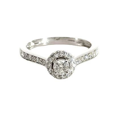 9CT White Gold Diamond Halo Ring Aces Jewellers 