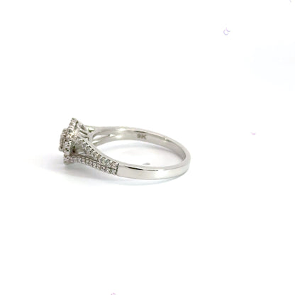 9CT White Gold Halo Diamond Ring Aces Jewellers 