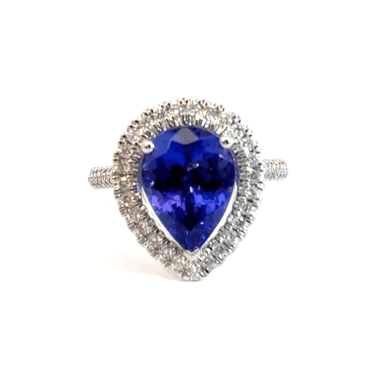 18CT White Gold Tanzanite & Diamond Teardrop Ring Aces Jewellers 