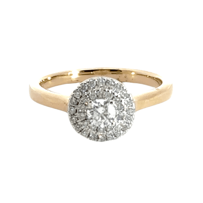 9CT Yellow Gold Double Halo Diamond Ring Aces Jewellers 