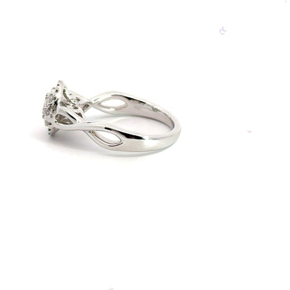 18CT White Gold Diamond Double Halo Ring Aces Jewellers 