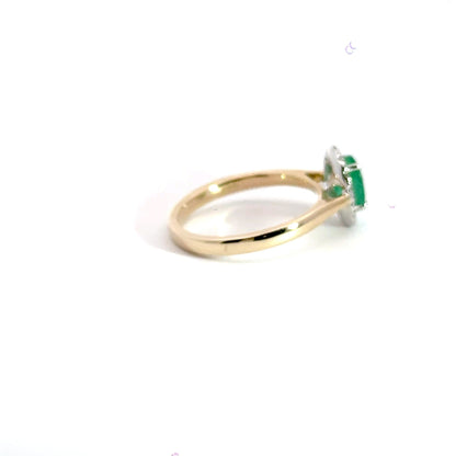 9CT Yellow Gold Emerald Diamond Ring Aces Jewellers 